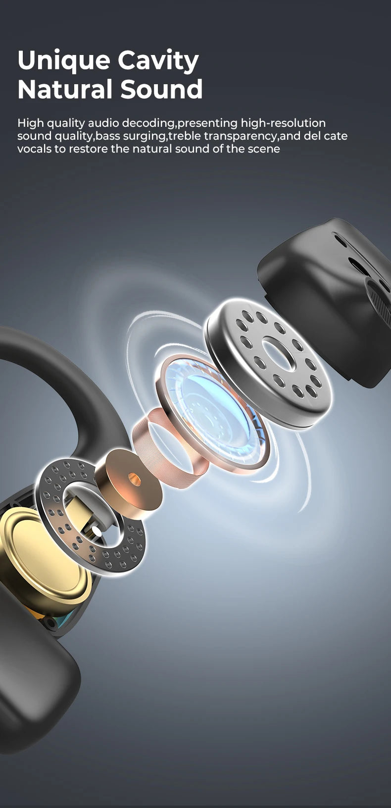 MINISO M98 True Wireless Open Ear Earbuds Bluetooth 5.4ears,13mm Dynamic Driver OWS Ears heads Gaming Headset Super Long Endure