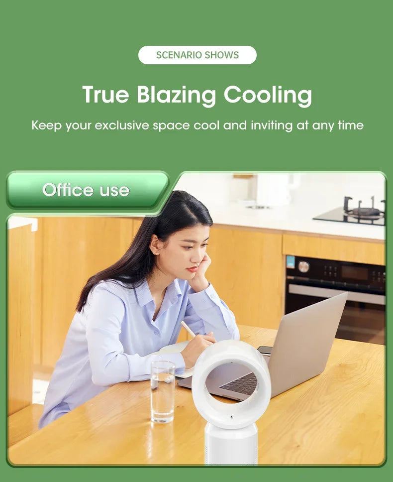 Electric Rechargeable Fan Bladeless Floor Standing Fan Cooling Child Safety Tower 3000mAh Fan Household Air Cooler 5 Gears