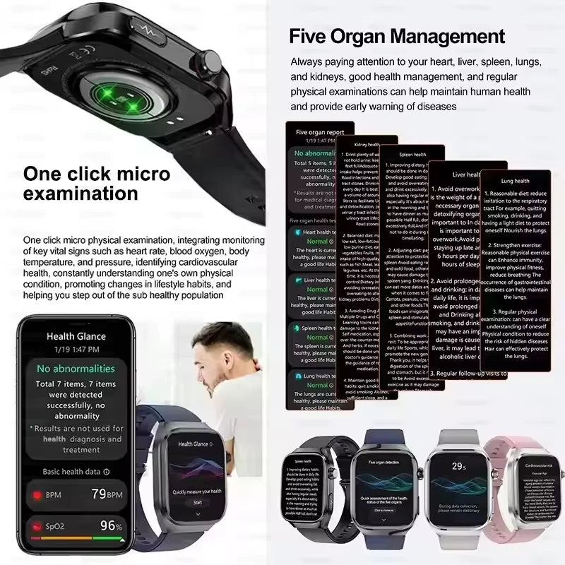 2025 New Three Highs Blood Pressure Smartwatch ECG Uric Acid Heart Rate Clock Body Analysis Health Monitoring Watches