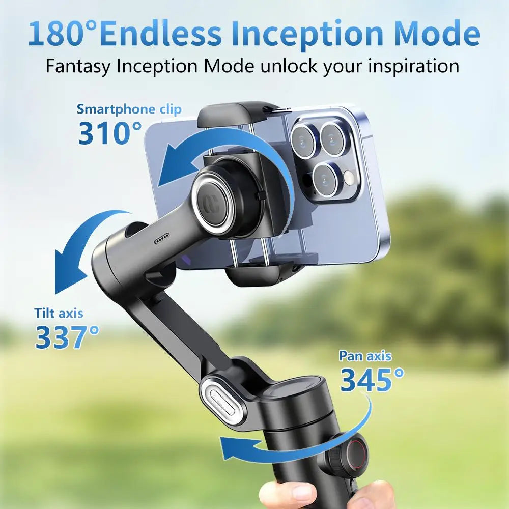 AOCHUAN 3-Axis Handheld Gimbal Stabilizer for Smartphone with Fill Light for iPhone Android Face Tracking Vlog
