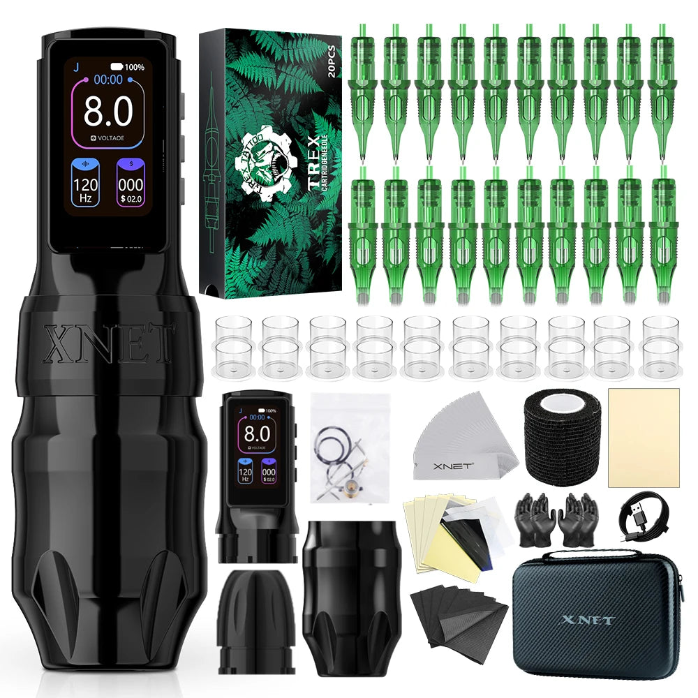 Xnet Titan Max Wireless Tattoo Machine kit 20Pcs Needles Set Coreless Motor Multi-Function Touchscreen Battery 1-12V For Tattoo