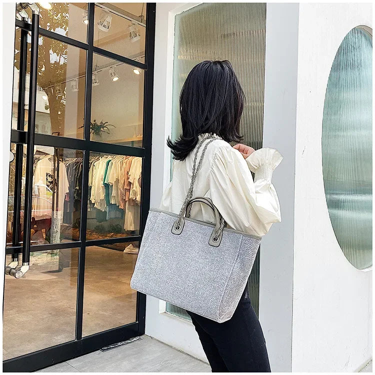 Fashion Make Up Designer Big Women's New Korean Fashion Casual Large Capacity Shoulder Crossbody Chain Tote Bag