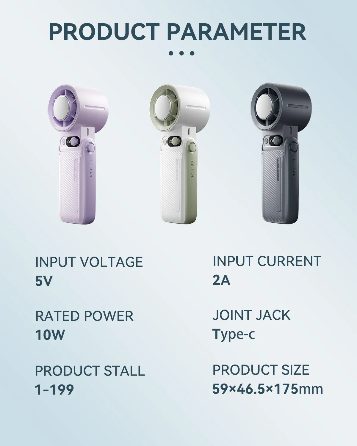 Portable Mini Refrigeration Handheld Fan 199 Speed Stylish Manual Adjustable fan USB rechargeable fan