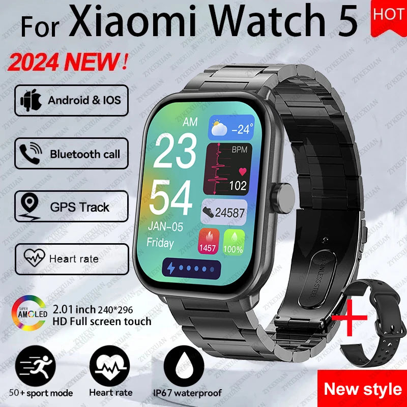 For Xiaomi Watch 5 Wrist Band Global Version Men Women HD AMOLED Screen Heart Rate Bluetooth Call GPS Track Waterproof Sports Smart Watch
