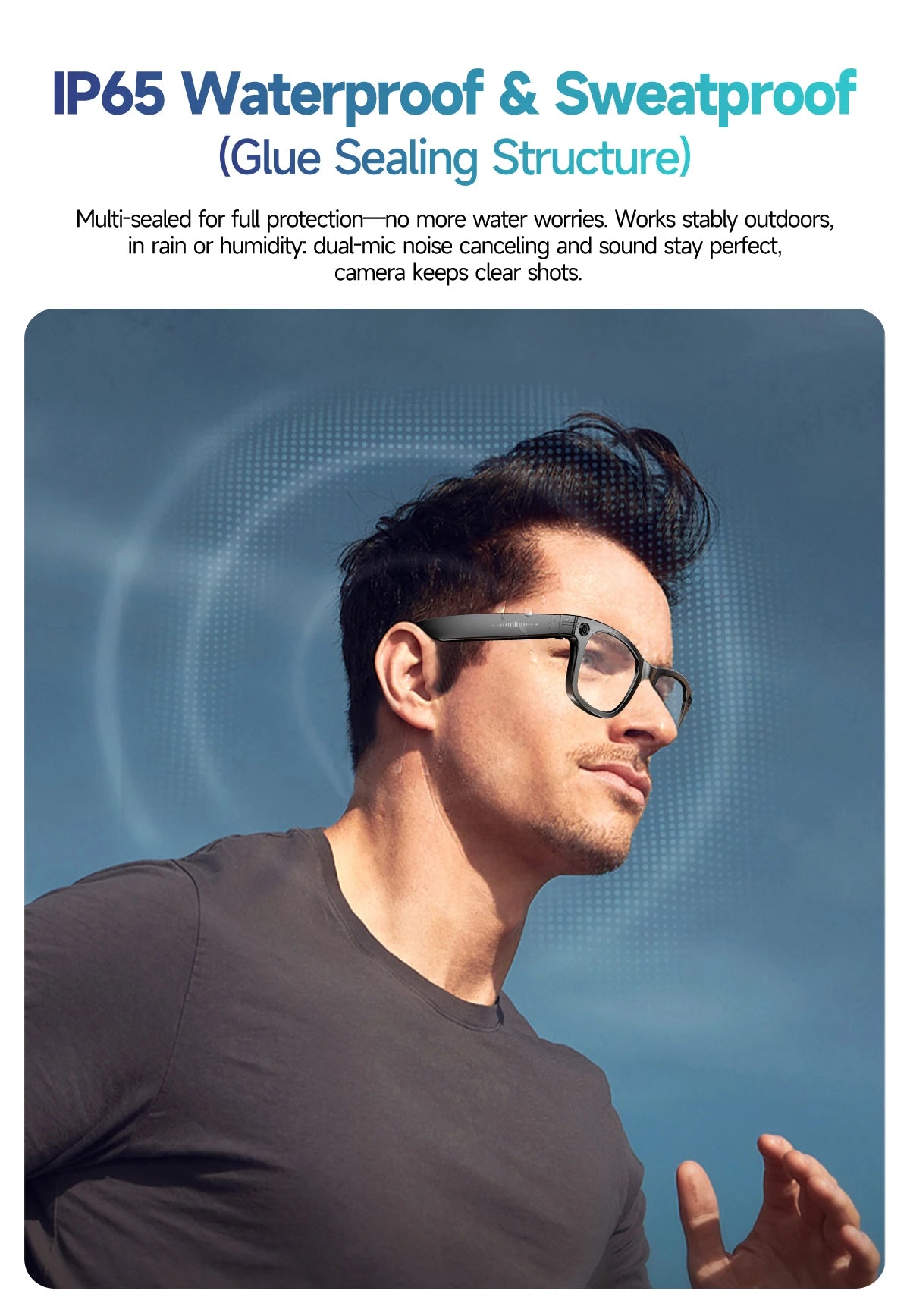 LIGE 800W Pixels Smart Glasses Recording Videos AI Photo Recognition Answer Translation 270mAh IP65 Waterproof Bluetooth Glasses