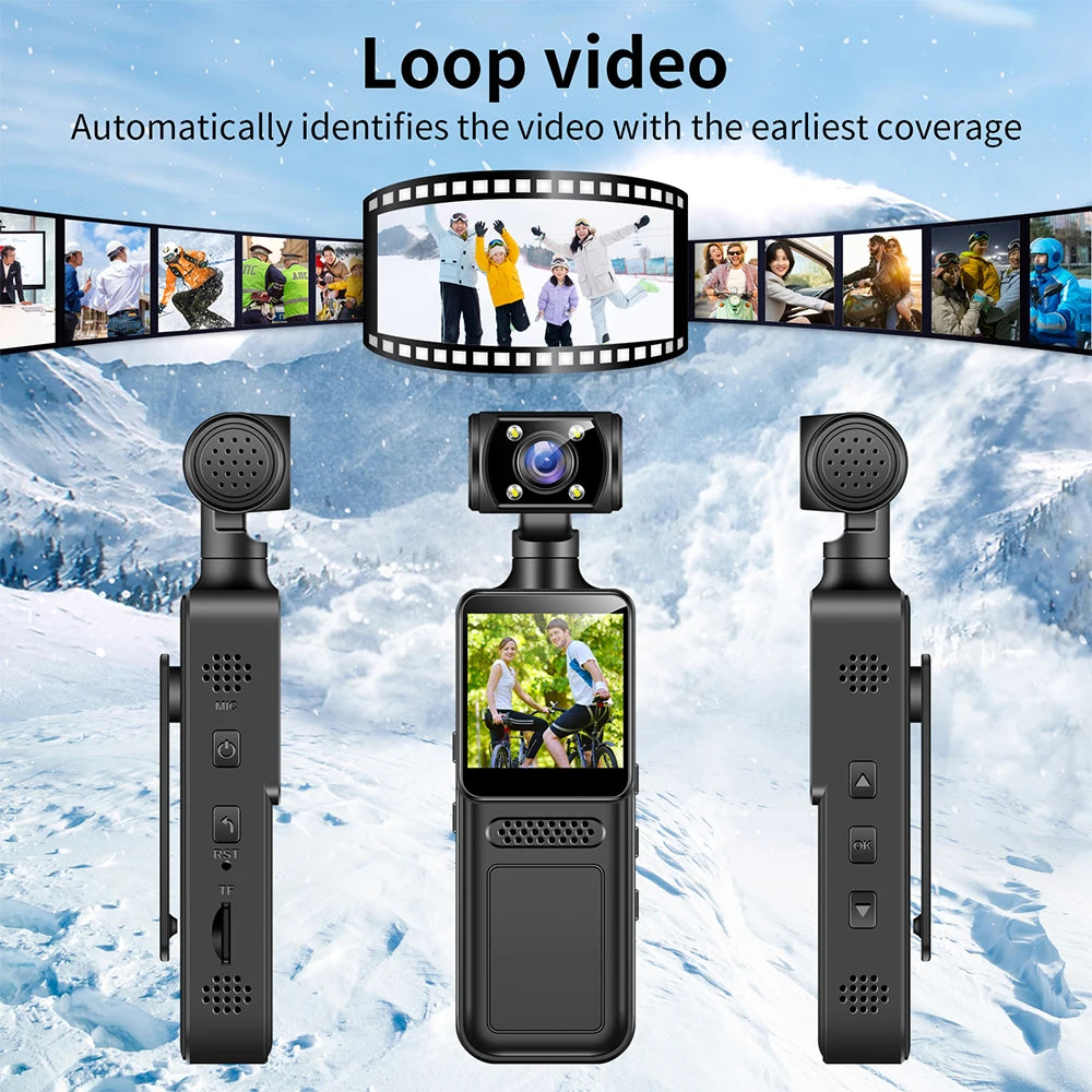 128GB 4K Ultra HD Action Mini Camera 180 Rotatable Vlog Wifi Sports Cam Waterproof Case Helmet Travel Bicycle Driver Recorder