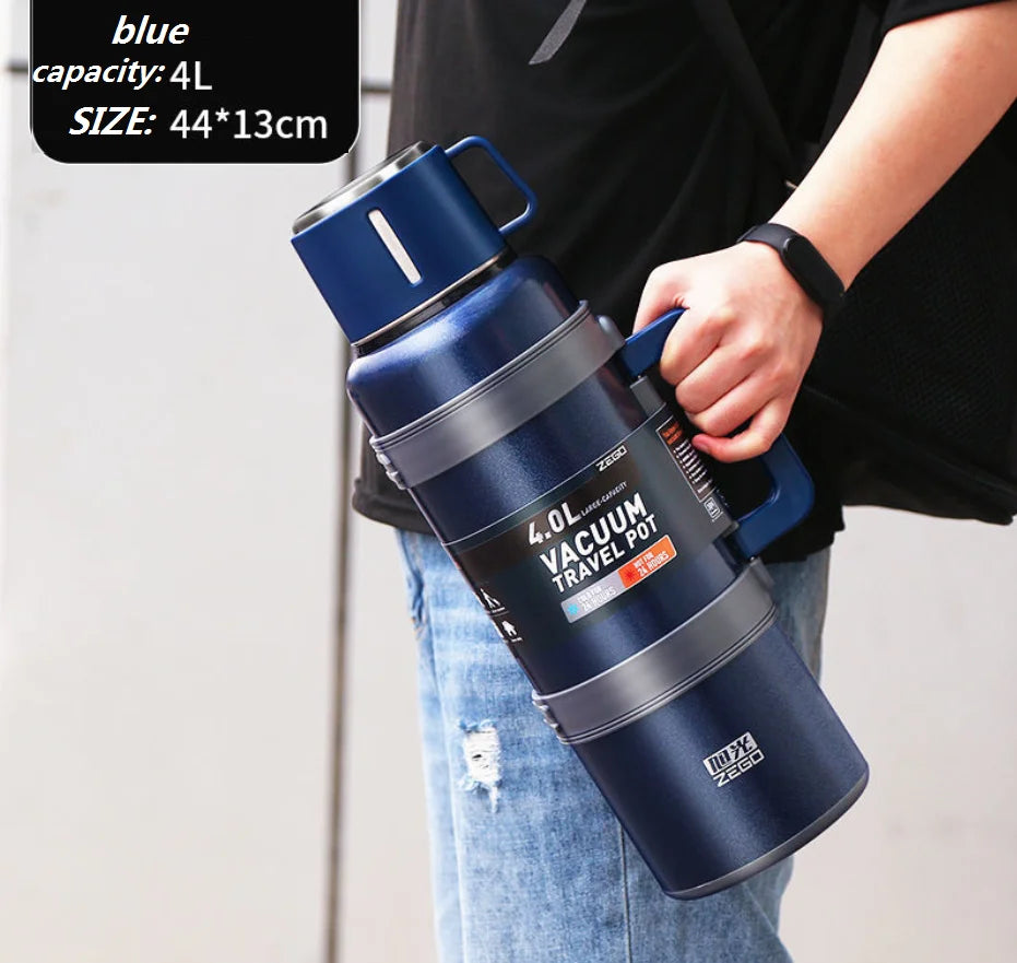 304 Stainless Steel Big Capacity Thermos Bottle 3L /4L Outdoor Travel Coffee Mugs Thermal Vaccum Water Bottle Thermal Mug