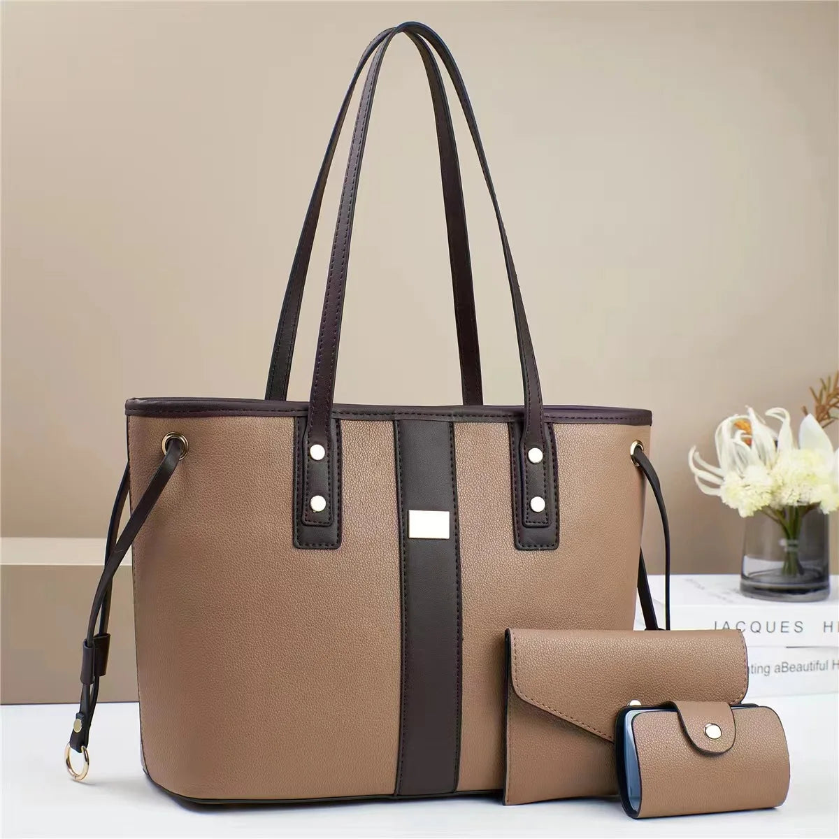 Trend 3Piece Set Women Handbag Purses Luxury Designer Female PU Leather Crossbody Shoulder Bag Large Capacity Casual Tote Bag