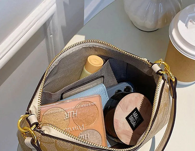 Ladies Classic Geometry Pattern Multifunctional Crossbody Bag 2025 Women's Handbag Fashionable Printed Shoulder Bag PU Leather