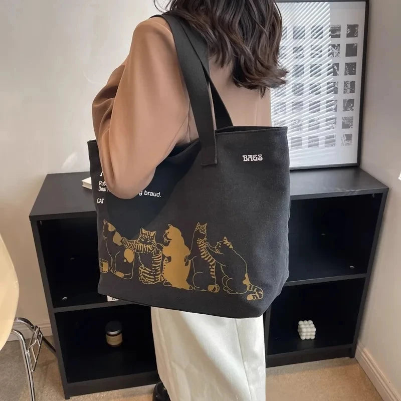 Women's Lady Canvas Tote Bag Fashionable Spacious Durable Shoulder Bag with Zipper Closure and Classic Design Perfect for Work