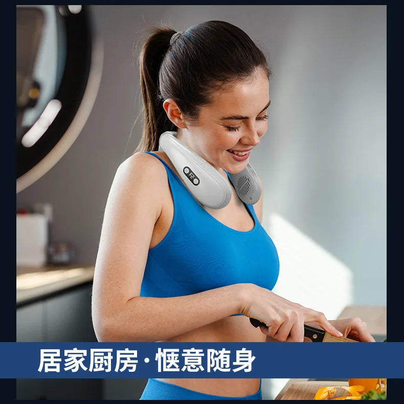 2024 New Neck Air Conditioner Portable Neck Fan Rechargeable Semiconductor Cooling Bladeless Fan Wearable Cooler multi purpose