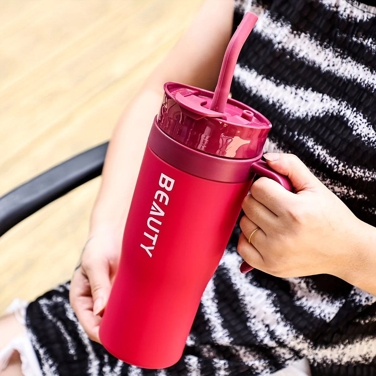 Large 40.58 Oz PC Plastic Insulated Cup with Straw - Lightweight, BPA Free