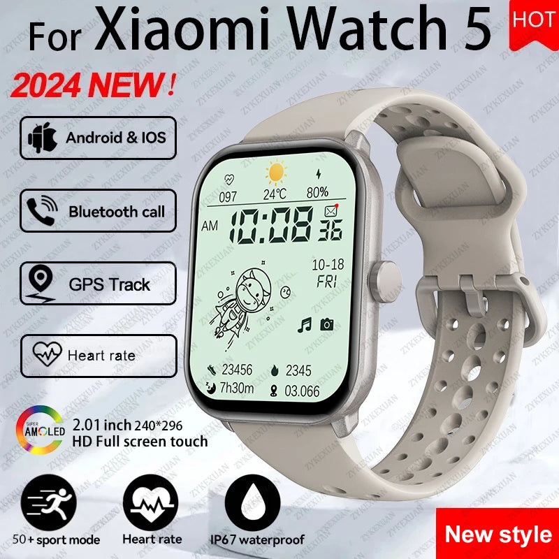 For Xiaomi Watch 5 Wrist Band Global Version Men Women HD AMOLED Screen Heart Rate Bluetooth Call GPS Track Waterproof Sports Smart Watch
