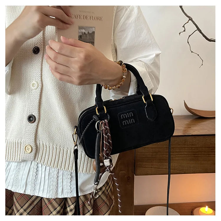2025 New Fashionable dull Polish bag portable women's full retro crossbody bag shoulder bag popular