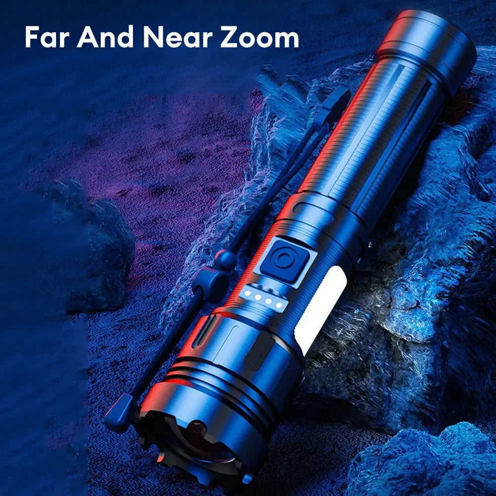 1000000LM Most Powerful Led Flashlight Rechargeable LED Flashlights High Power Zoom Torch Long Range 3000m Tactical Lantren