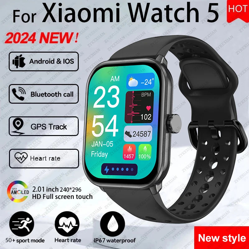 For Xiaomi Watch 5 Wrist Band Global Version Men Women HD AMOLED Screen Heart Rate Bluetooth Call GPS Track Waterproof Sports Smart Watch