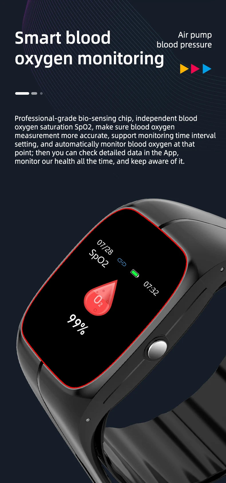 Medical Grade Smart Watch Air Pump Airbag Precise Sphygmomanometer Heart Rate Thermometer Monitor Wristband Elderly Health Watch