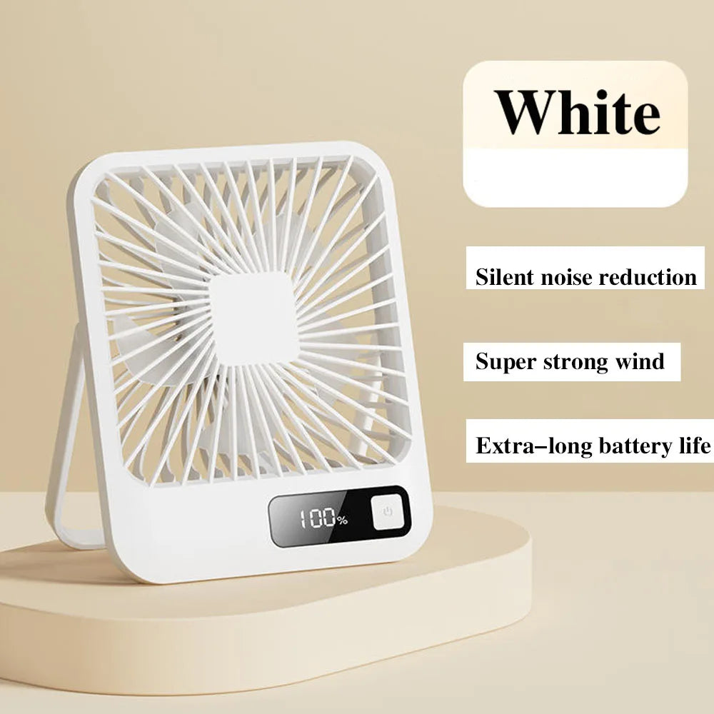 Desktop Fan Portable Fan Rechargeable 5-Speed Adjustment 180° Rotating Foldable Fan With Battery Digital Display Noise-Free Fan
