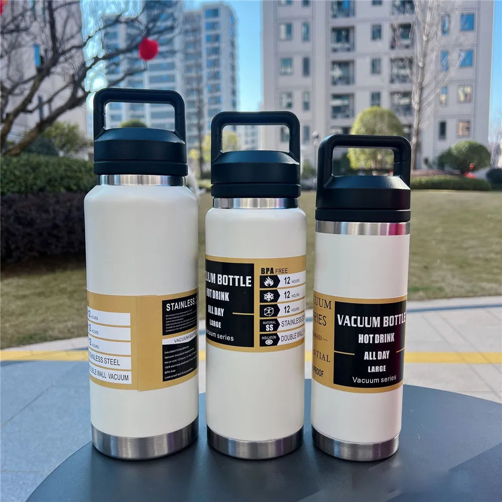 800ml,1100ml Large Capacity Water Bottle Stainless Steel Thermos Vacuum Insulated Flask Bottle Leakproof Sports Portable Tumbler