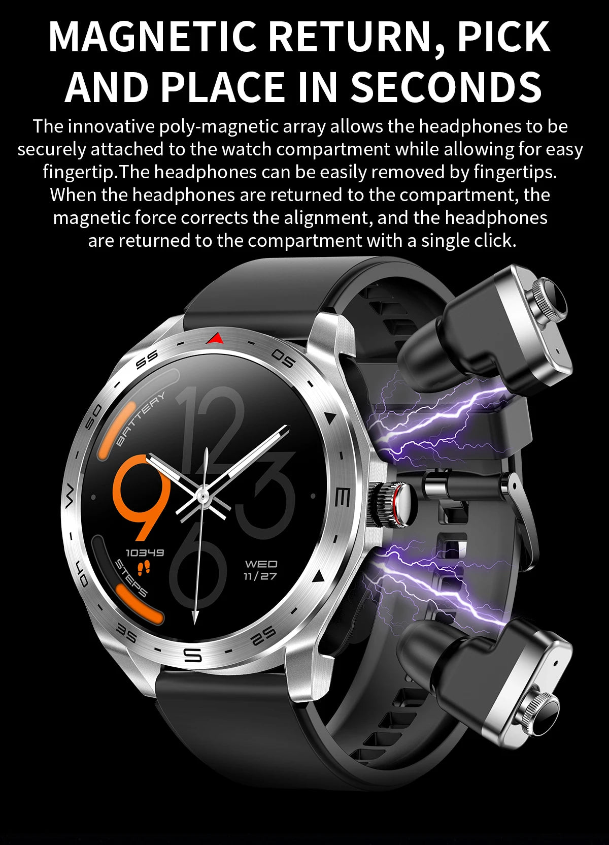 2024 TWS 2-in-1 Bluetooth Earphones Smart Watch Bluetooth Call GPS Motion Trajectory HIFI 9D Sound Quality Smartwatch
