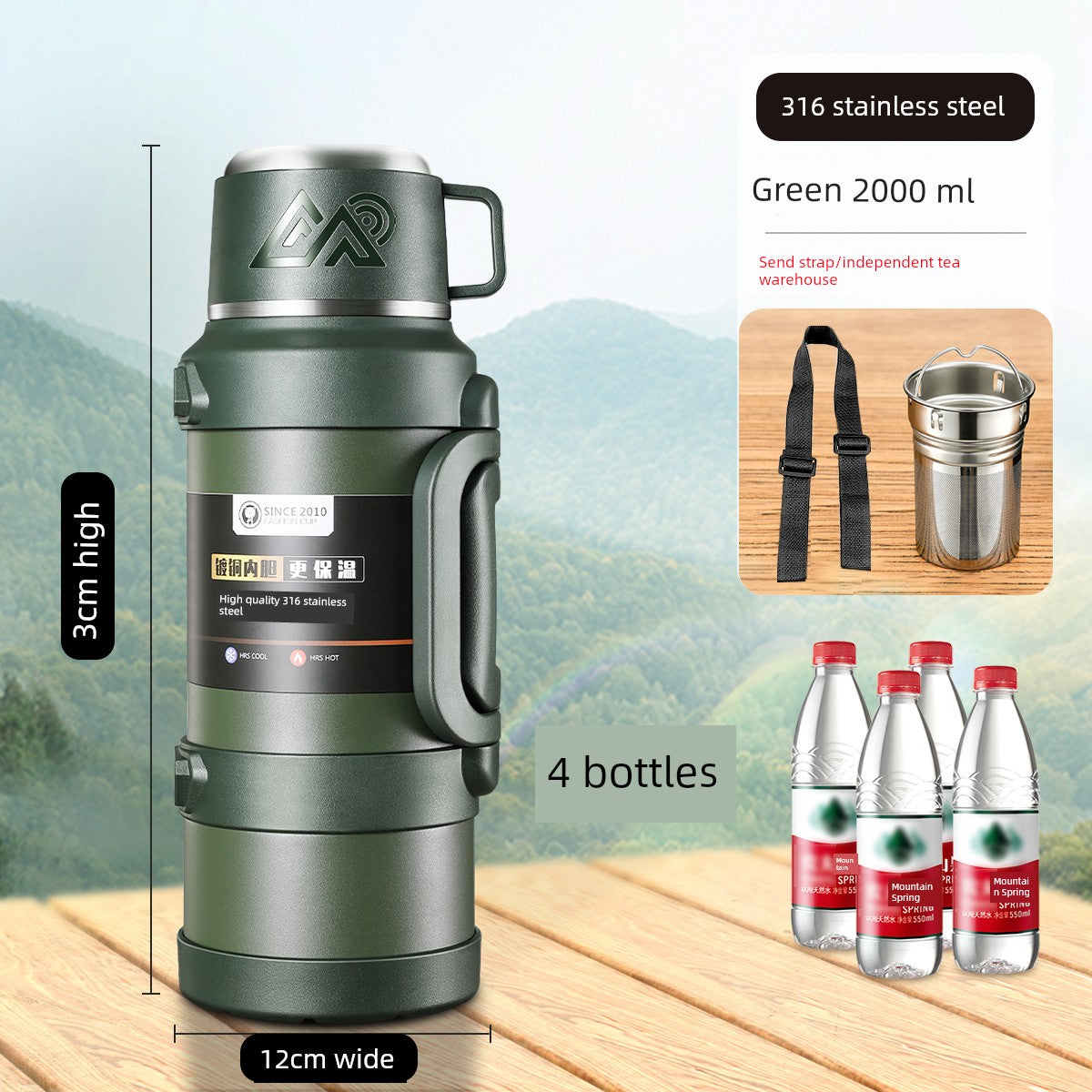 2024 Thermal Pot Large Capacity Men Outdoor Thermal Cold Preservation Dual Use Water Cup