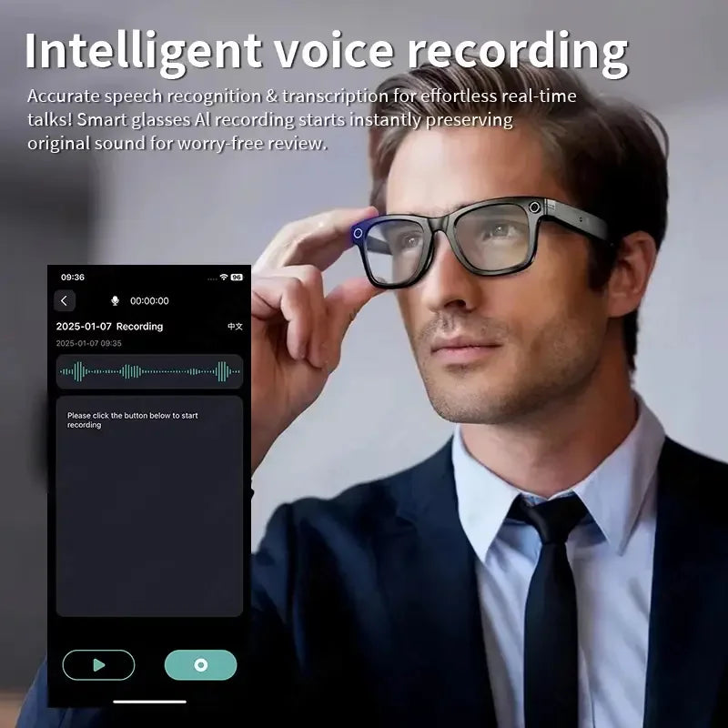 2025 Smart Glasses Camera AI Translation Video Bluetooth Call Headphones Voice Assistant Outdoor Sport Sunglasses HD 800W Camera