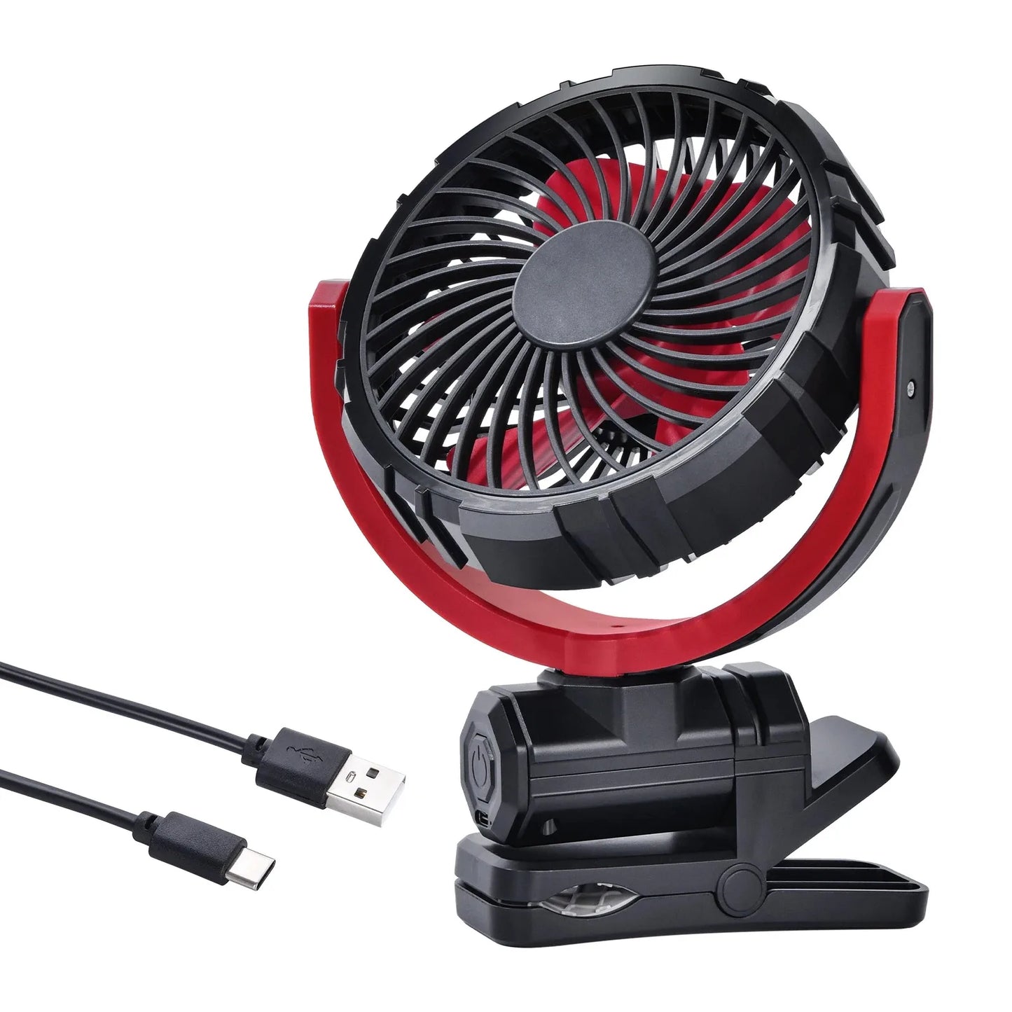 Eary Portable Car Clip On Fan Battery Operated 3 Speed Wind 900 Rotate Quiet Small Air Cooling Fan For Desk Camping Stroller Fan
