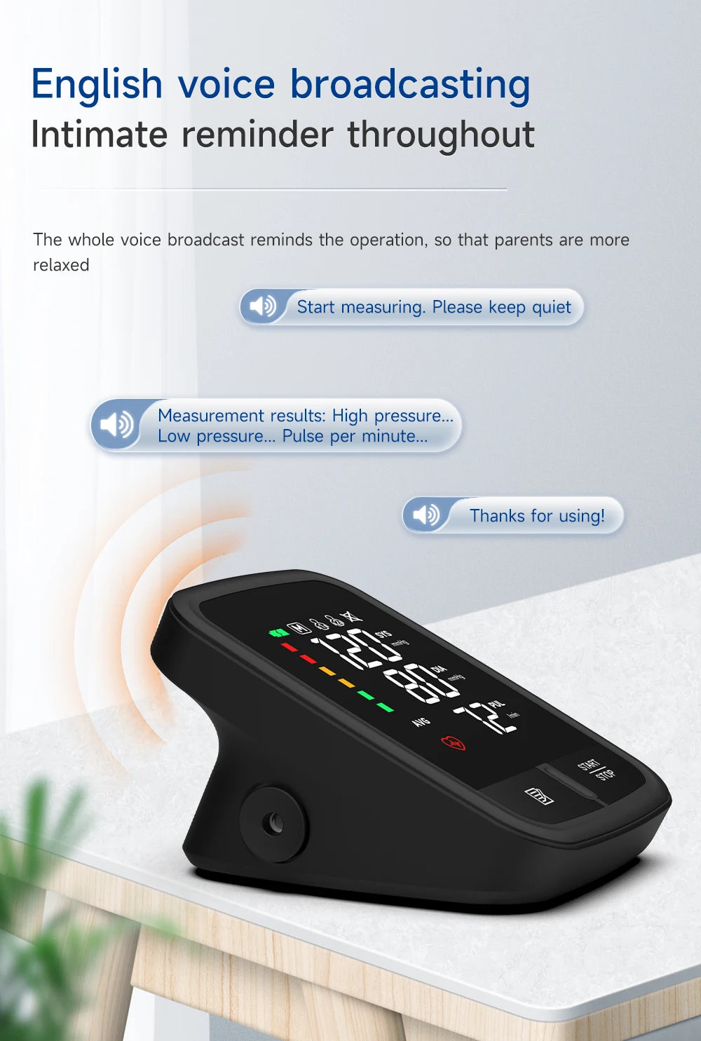Yongrow Portable Digital Upper Arm Blood Pressure Monitor Measurement Tool Tonometer Sphygmomanometer