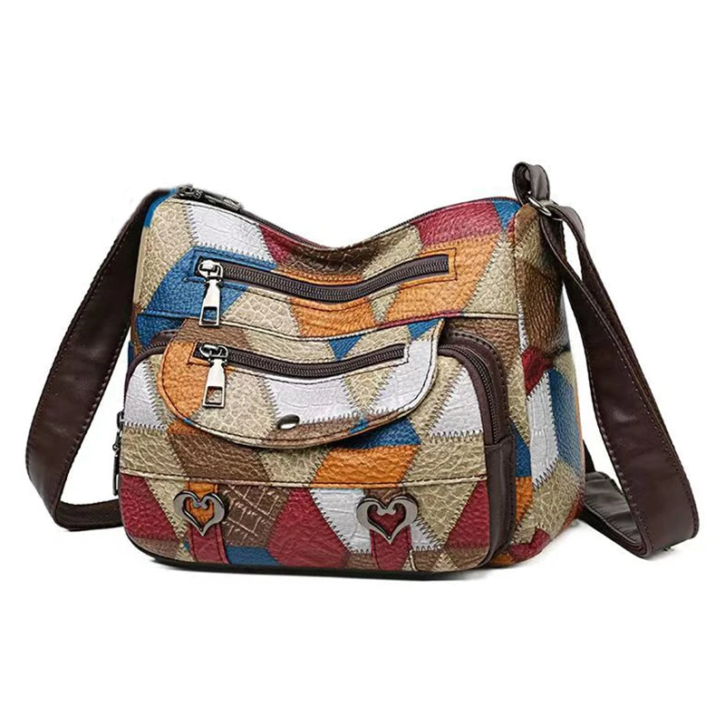 Ladie's handbag, can be carried across the shoulder with a geometric design, suitable for work occasions.