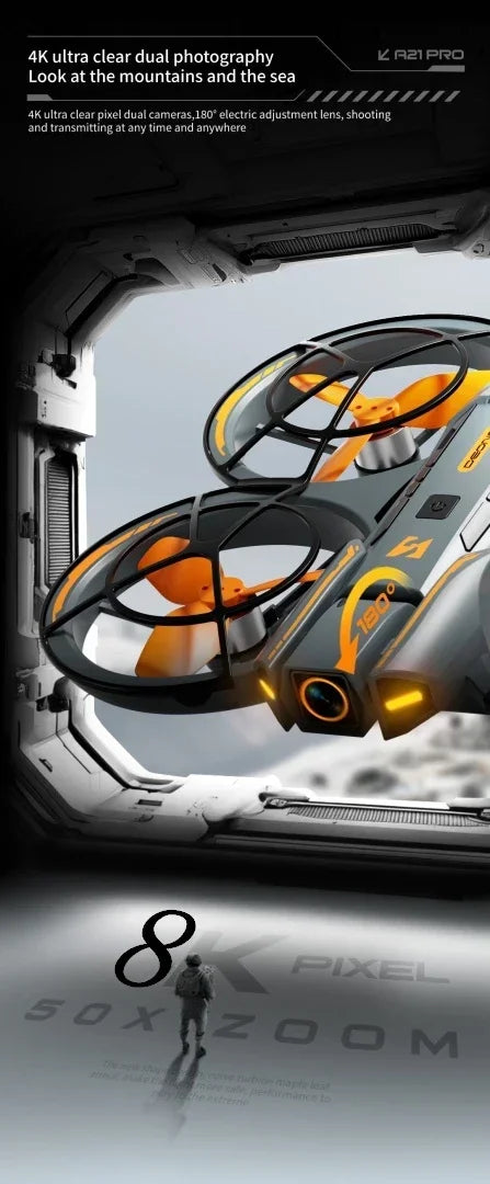 Professional Drone FPV 8K HD Dual Camera A21 PRO Brushless Motor Obstacle Avoidance Optical Flow Hovering Stabilization UFO Quad