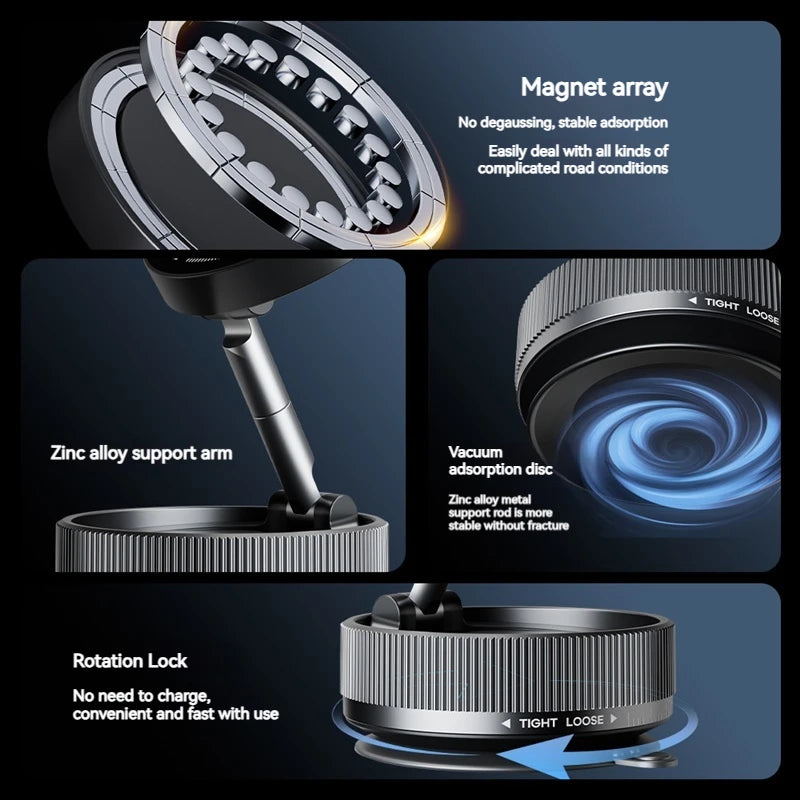 Vacuum Magnetic Car Phone Holder Foldable Suction Cup