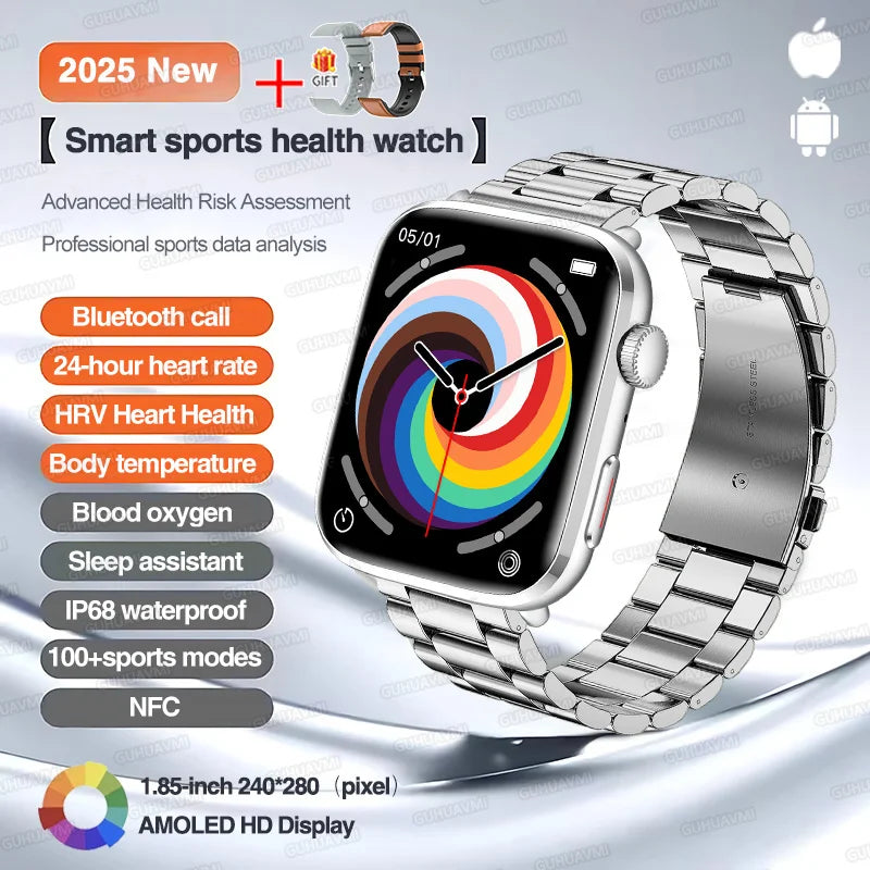 2025 New For Xiaomi Smart Watch HD Bluetooth Call AMOLED Screen NFC Waterproof GPS Sport Health Tracker Smart Watch