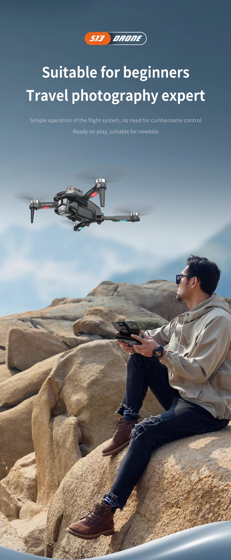 Xiaomi Mijia S13 Drone 8K Professional Dual Camera GPS FPV Brushless Motor Optical Flow Hovering Foldable Quadcopter.