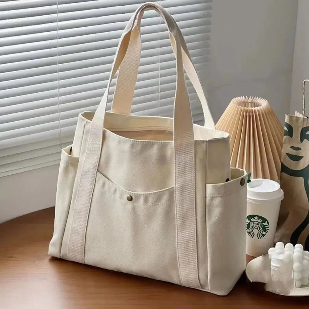 Large Capacity Tote Canvas Bag for Work Outgoing High Appearance Commuting Versatile Art Student Clothing Book Shoulder Bag.