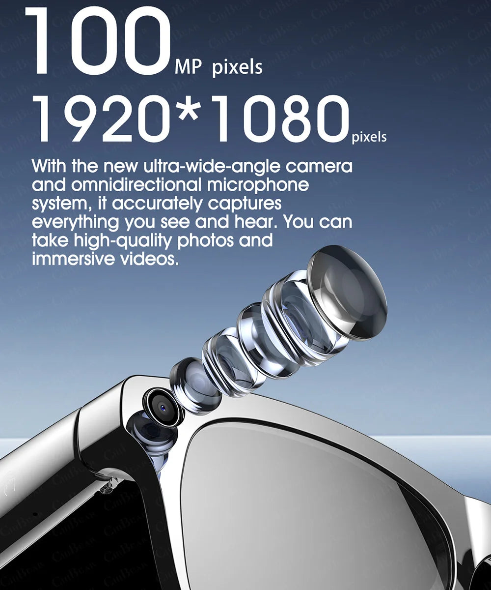 2025 Classic AI Smart Glasses 100MP Camera Waterproof Bluetooth Call Playing Music Sports Glasses Identify Pictures Use ChatGPT