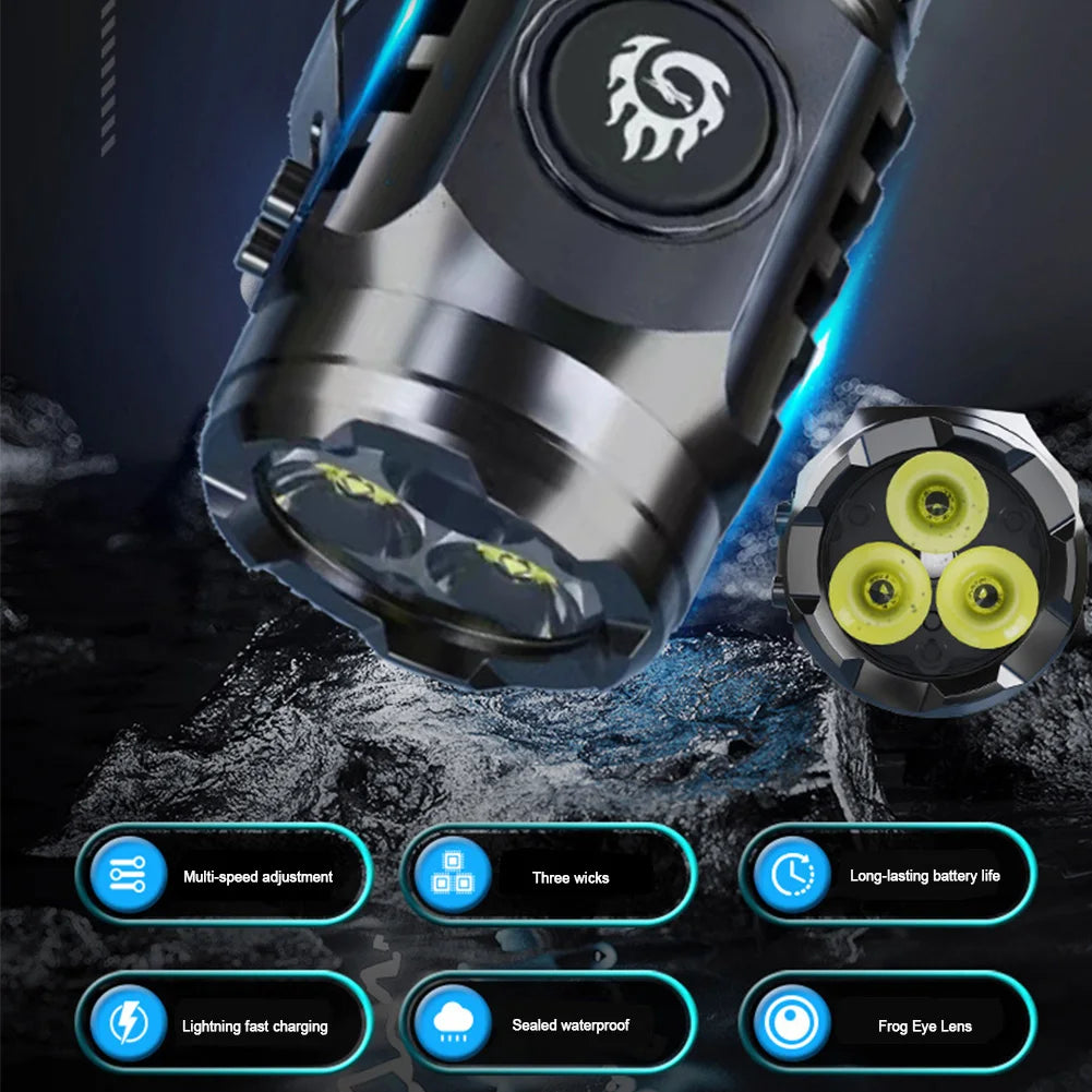 High Power LED Flashlight Torch 20W Ultra Powerful LED Flashlight USB Rechargeable LED Tactical Flashlights for Hiking Exploring