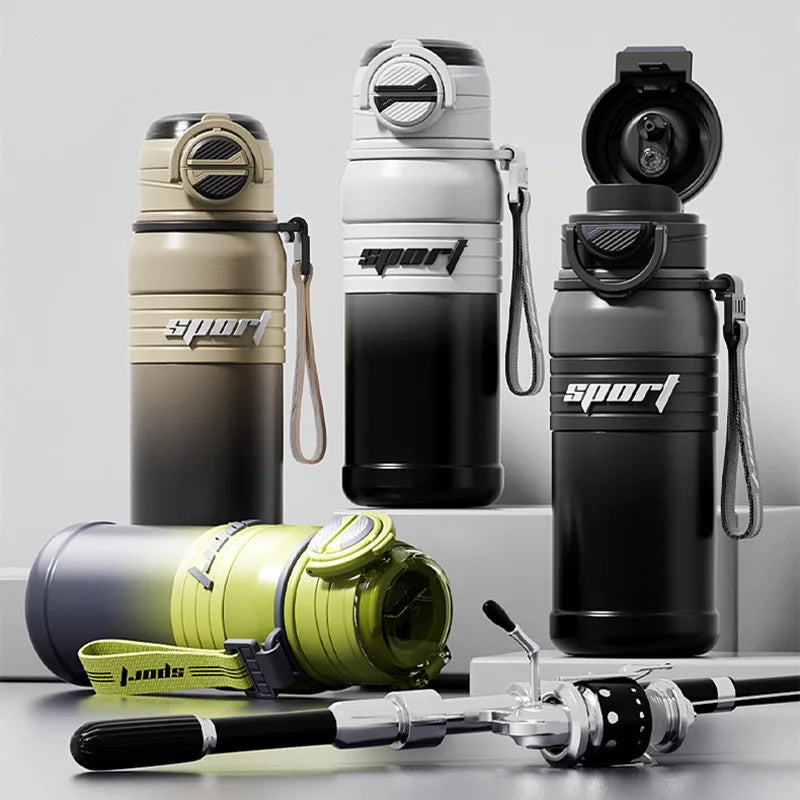680ml Double Stainless Steel Sport Vacuum Flask With Straw Coffee Tea Thermos Mug Gym Fitness Thermal Bottle Travel Tumbler
