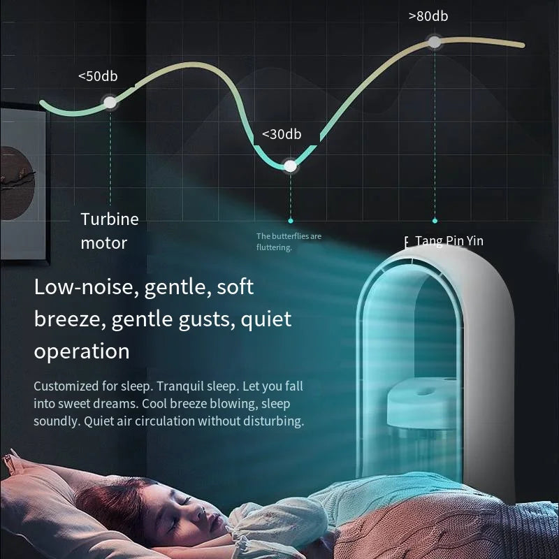 Bladeless Fan Portable Air Conditioner LED Display Desktop Bladeless Cooler Cooling Fans Tower Air Cooler for Office Bedroom