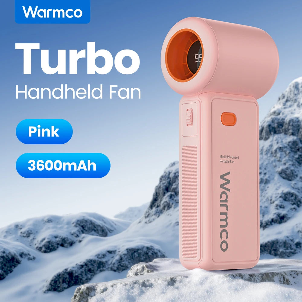 Warmco Portable Handheld Fan, 5000mAh Powerful Mini Turbo Fan, 13000 RPM High Speed USB Rechargeable for Travel & Outdoor