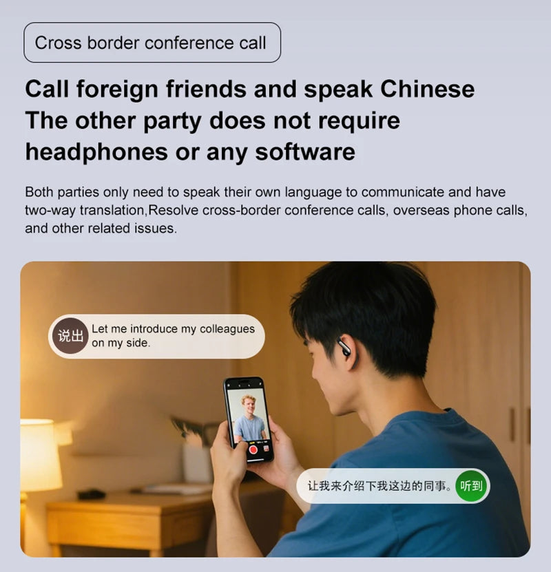 Xiaomi Smart AI Translation Headset Stereo Sound Semi-in-ear Air Conduction True Wireless Sports Long-lasting Bluetooth Headset