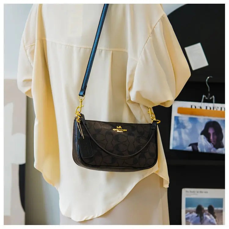 Ladies Classic Geometry Pattern Multifunctional Crossbody Bag 2025 Women's Handbag Fashionable Printed Shoulder Bag PU Leather