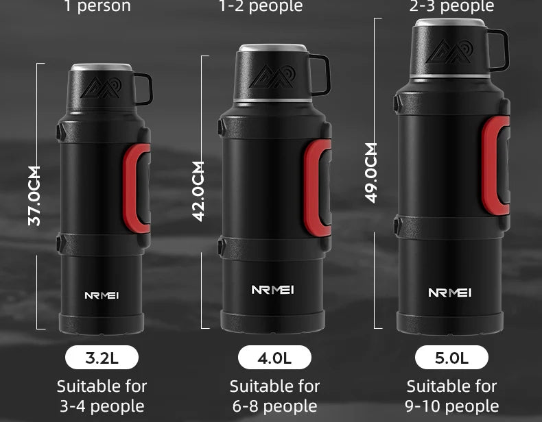Stainless Steel Thermos Bottle with Handle Outdoor Portable Large Capacity Thermal Water Bottle ,Keep Hot and Cold for 72H