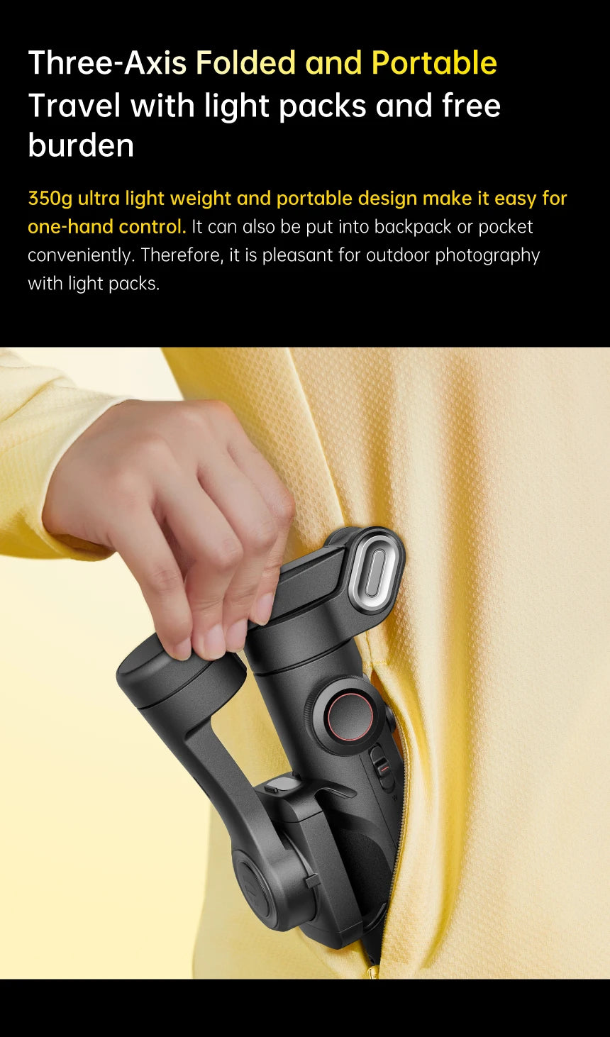 AOCHUAN 3-Axis Handheld Gimbal Stabilizer for Smartphone with Fill Light for iPhone Android Face Tracking Vlog