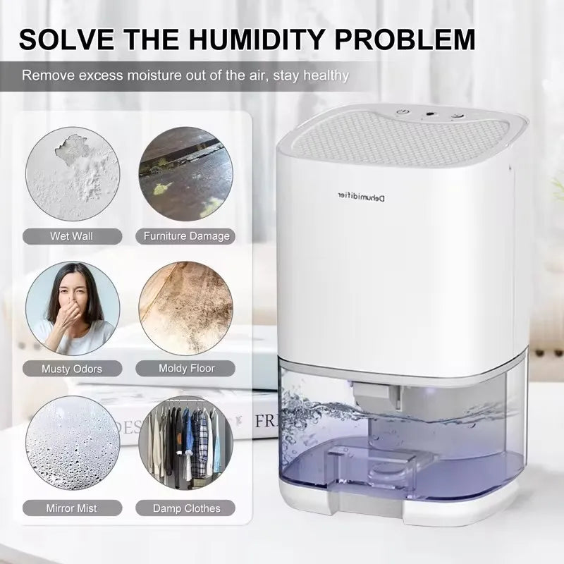 Smart Air Purifier Portable Silent Dehumidifier Home Dehumidifier Dryer Bedroom Office Kitchen Deodorizer Dryer US Plug