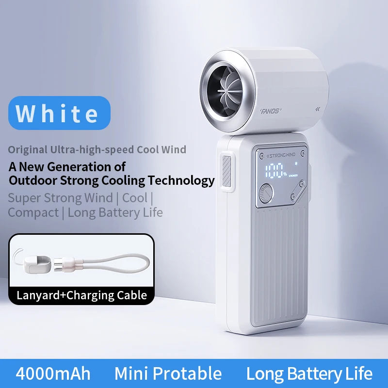Mini Handheld Fan 4000mAh Pocket Portable High-speed Brushless Motor With Digital Display Outdoor Travel Cooling Turbo Jet Fan