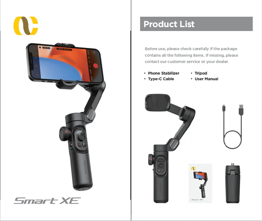 AOCHUAN 3-Axis Handheld Gimbal Stabilizer for Smartphone with Fill Light for iPhone Android Face Tracking Vlog