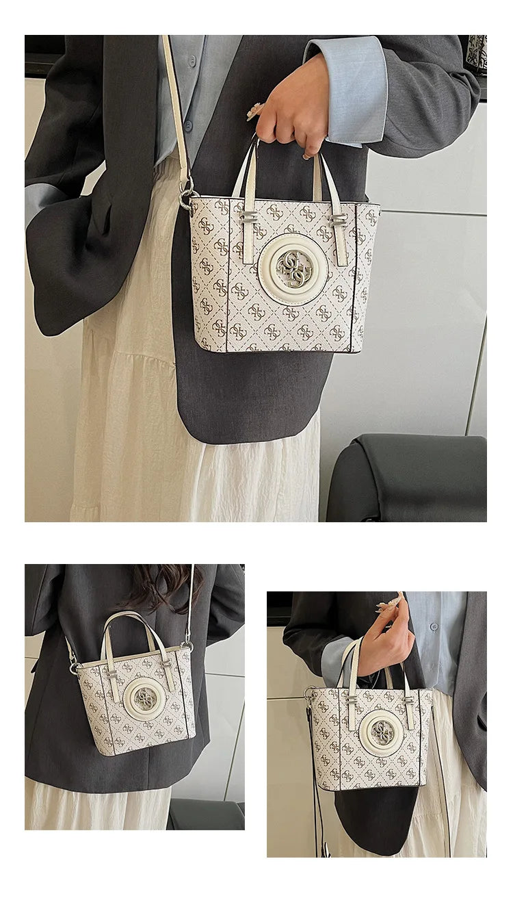 2025 Summer Women's Printed Letter Tote Bag, Large Capacity Shoulder & Crossbody Purse, Trendy Handheld Design for Everyday Use