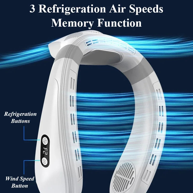 2024 New Neck Air Conditioner Portable Neck Fan Rechargeable Semiconductor Cooling Bladeless Fan Wearable Cooler multi purpose