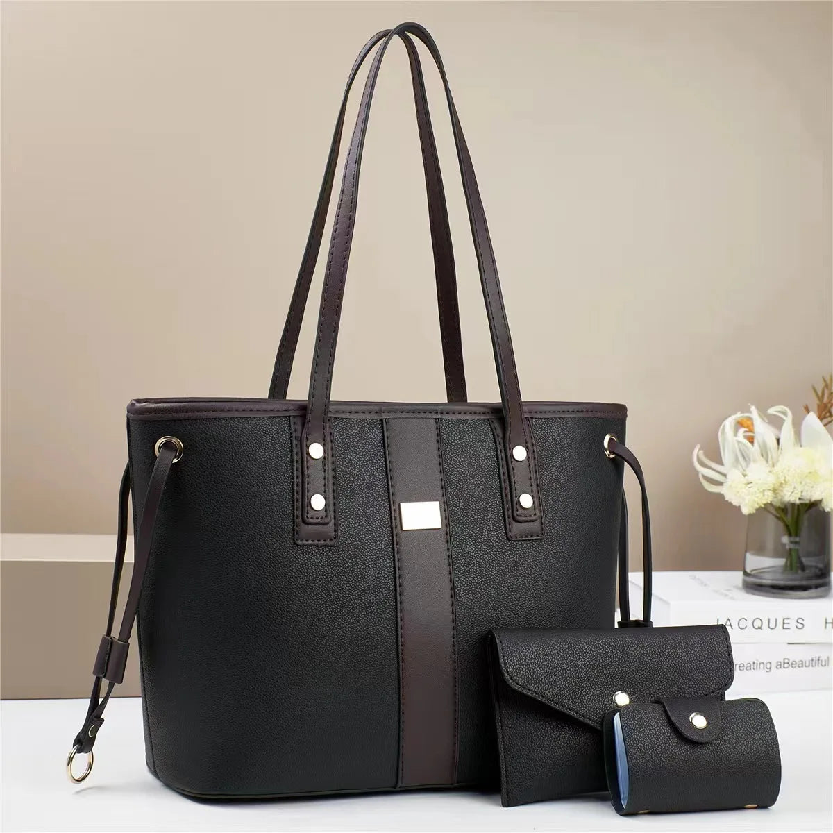 Trend 3Piece Set Women Handbag Purses Luxury Designer Female PU Leather Crossbody Shoulder Bag Large Capacity Casual Tote Bag