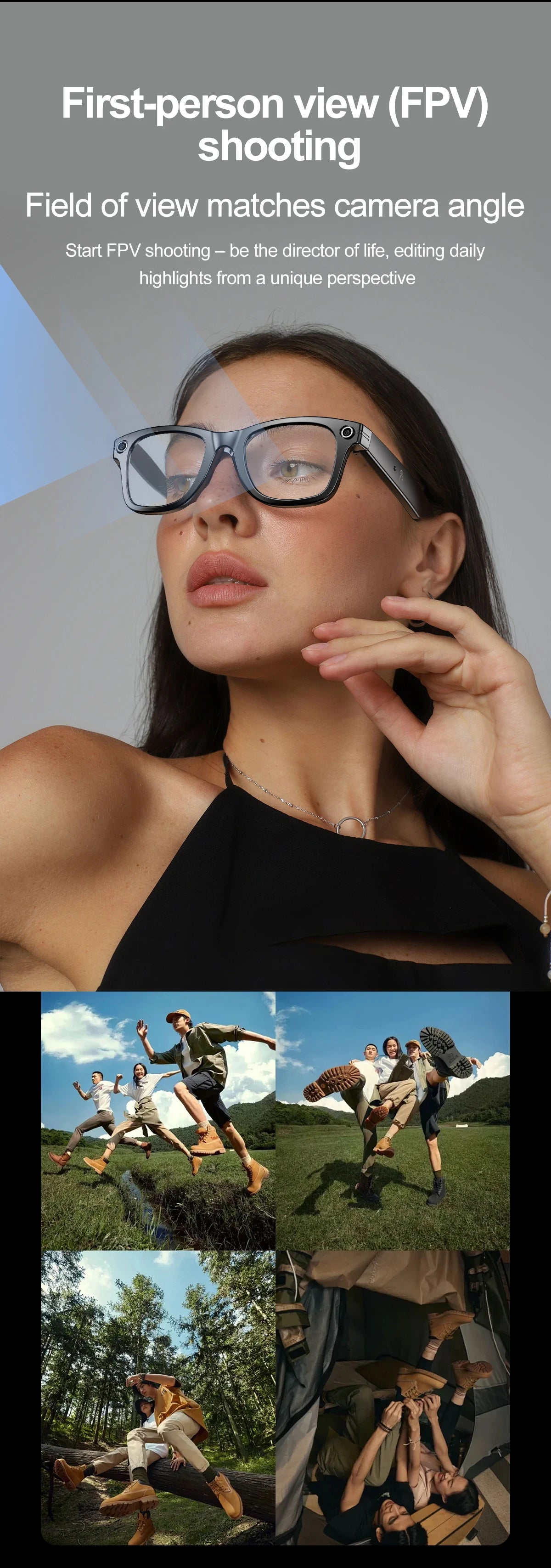 Smart Glasses With AI,Bluetooth Music Glasses With 140+ Translation,Anti-Blue Light Lenses,Camera Glasses For Travel, Meeting